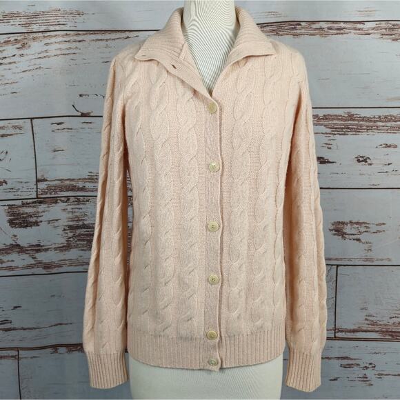 Loro Piana Baby Cashmere Cable Knit Cardigan Light Pink Size 44 = 10 - Picture 1 of 8
